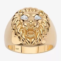 Mens Diamond Accent Natural White 18K Gold Over Silver Fashion Ring