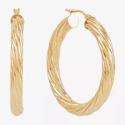 Made in Italy Womens 14K Gold 35mm Round Hoop Earrings