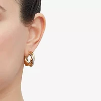 Made in Italy Womens 14K Two Tone Gold 15mm Round Hoop Earrings