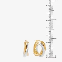 Made in Italy Womens 14K Two Tone Gold 15mm Round Hoop Earrings