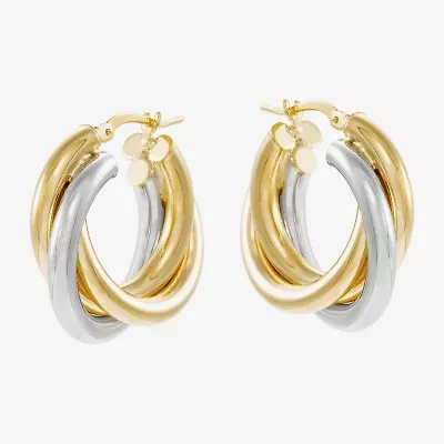 Made in Italy Womens 14K Two Tone Gold 15mm Round Hoop Earrings