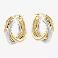 Made in Italy Womens 14K Two Tone Gold 15mm Round Hoop Earrings