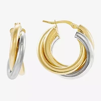 Made in Italy Womens 14K Two Tone Gold 15mm Round Hoop Earrings