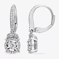 Womens 1/3 CT. T.W. Natural White Diamond Sterling Silver Drop Earrings