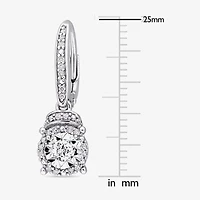 Womens 1/3 CT. T.W. Natural White Diamond Sterling Silver Drop Earrings