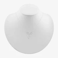 Womens 1/ CT. T.W. Natural White Diamond Sterling Silver Bow 18 Inch Pendant Necklace