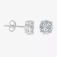 3/4 CT. T.W. Natural White Diamond Sterling Silver 6.4mm Stud Earrings