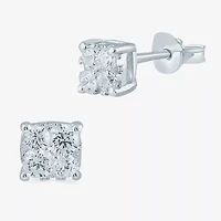 1/4 CT. T.W. Natural White Diamond Sterling Silver 3.8mm Stud Earrings