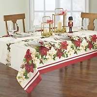 Elrene Home Fashions Red & White Poinsettia Tablecloth