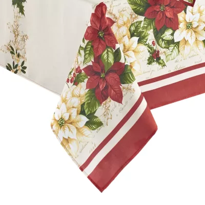 Elrene Home Fashions Red & White Poinsettia Tablecloth