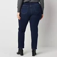 Liz Claiborne Womens Amber Mid Rise Slim Pull-On Pants - Plus