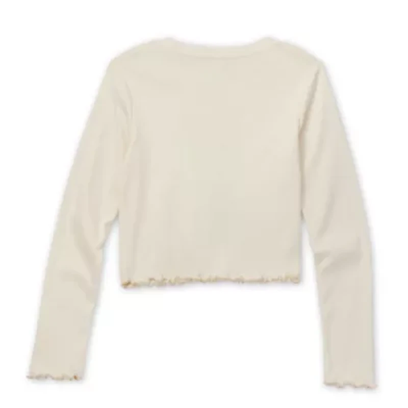 Disney Collection Little & Big Kid Girls Crew Neck Long Sleeve Regular Fit Wish Graphic T-Shirt