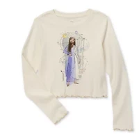 Disney Collection Little & Big Kid Girls Crew Neck Long Sleeve Regular Fit Wish Graphic T-Shirt