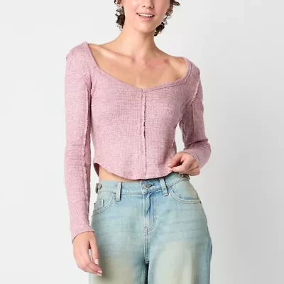 Arizona Thermal Womens Y Neck Long Sleeve Juniors T-Shirt