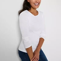 Liz Claiborne Womens Crew Neck Long Sleeve T-Shirt