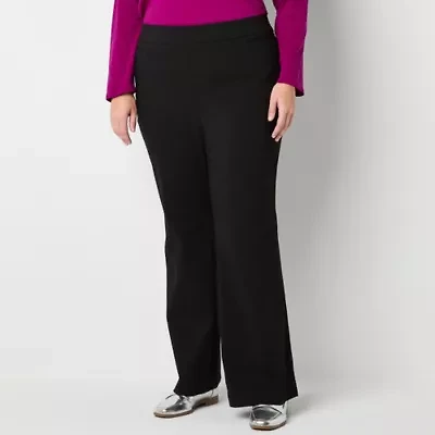 Liz Claiborne Lisa Womens Plus Flare Mid Rise Pull-On Pant