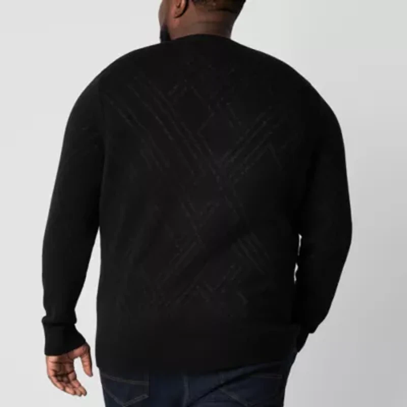 Shaquille O'Neal XLG™ Lurex Big and Tall Mens Long Sleeve Pullover Sweater