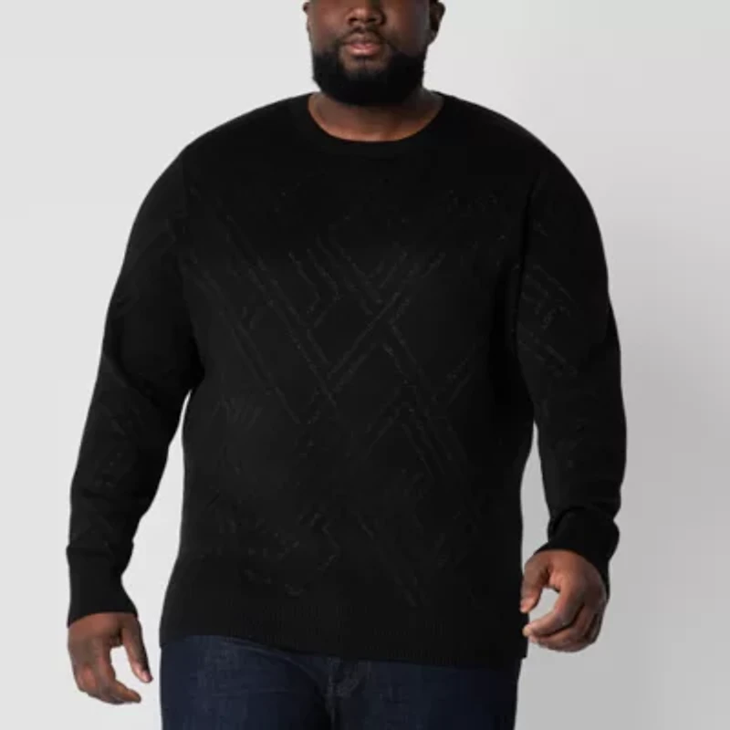 Shaquille O'Neal XLG™ Lurex Big and Tall Mens Long Sleeve Pullover Sweater