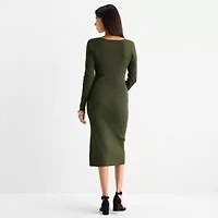 by&by Womens Long Sleeve Midi Sweater Dress Juniors