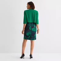 Maya Brooke Womens Floral Jacket Dress