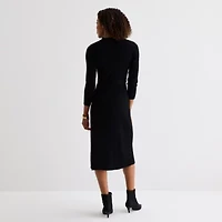Studio 1 Womens Long Sleeve Midi Sweater Dress