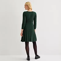 Jessica Howard Womens 3/4 Sleeve Sweater Dress