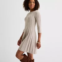 Jessica Howard Womens 3/4 Sleeve Sweater Dress
