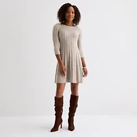 Jessica Howard Womens 3/4 Sleeve Sweater Dress