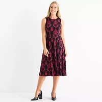 Danny & Nicole Womens Damask Midi Jacket Dress