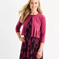 Danny & Nicole Womens Damask Midi Jacket Dress