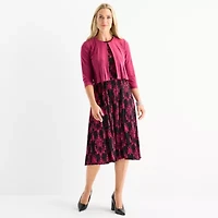Danny & Nicole Womens Damask Midi Jacket Dress