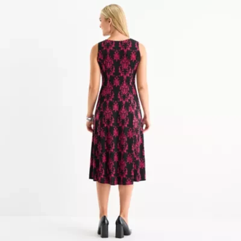 Danny & Nicole Womens Damask Midi Jacket Dress
