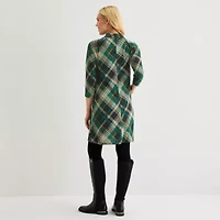 Jessica Howard Womens 3/4 Sleeve Plaid Shift Dress