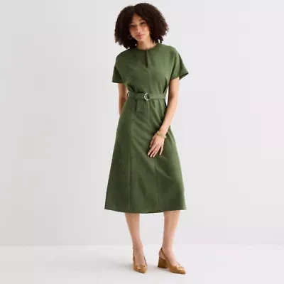 Sam And Jess Womens Short Sleeve Midi Fit + Flare Dress