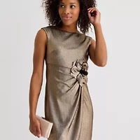 Jessica Howard Womens Applique Sleeveless Sheath Dress
