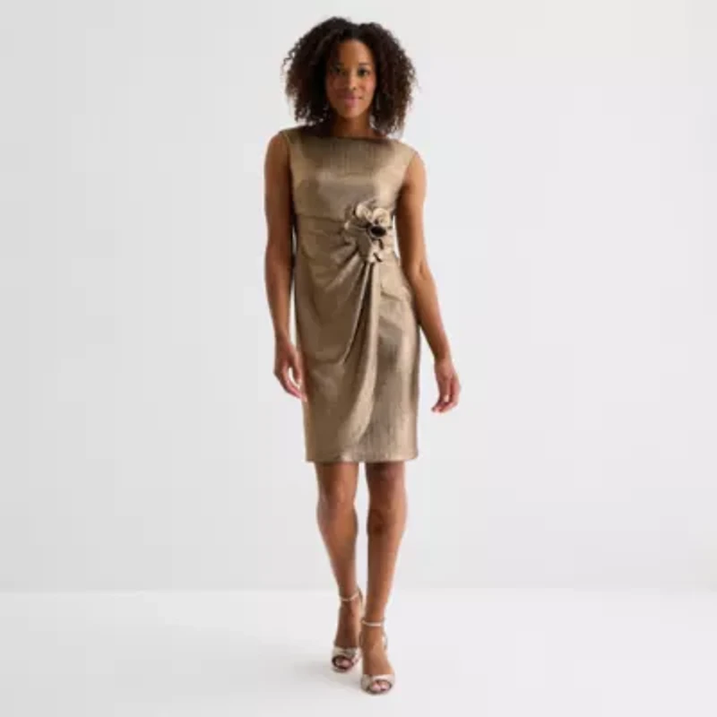 Jessica Howard Womens Applique Sleeveless Sheath Dress