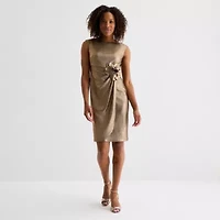 Jessica Howard Womens Applique Sleeveless Sheath Dress
