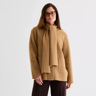 Liz Claiborne Scarf Womens Midweight Peacoat