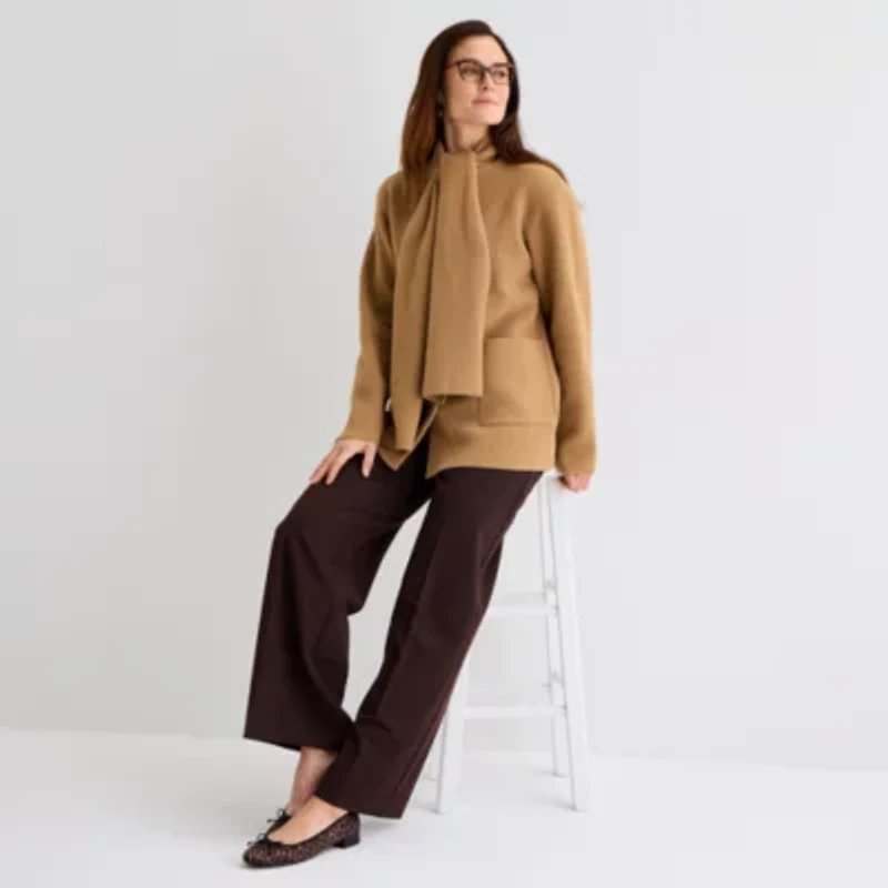 Liz Claiborne Scarf Womens Midweight Peacoat