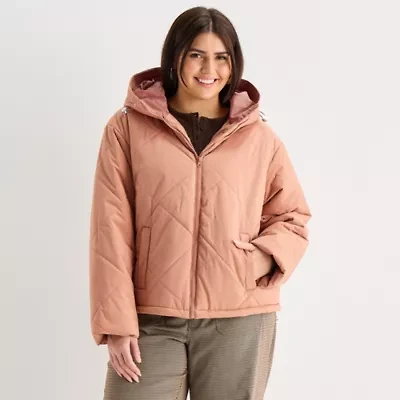 a.n.a Womens Plus Hooded Midweight Puffer Jacket