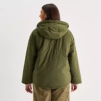 a.n.a Womens Plus Hooded Midweight Puffer Jacket