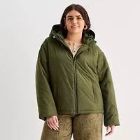 a.n.a Womens Plus Hooded Midweight Puffer Jacket