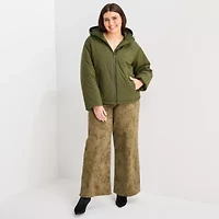 a.n.a Womens Plus Hooded Midweight Puffer Jacket