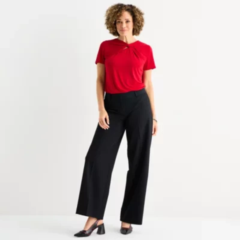 Liz Claiborne Audra Tailored Womens Wide Leg Mid Rise Classic Fit Trouser