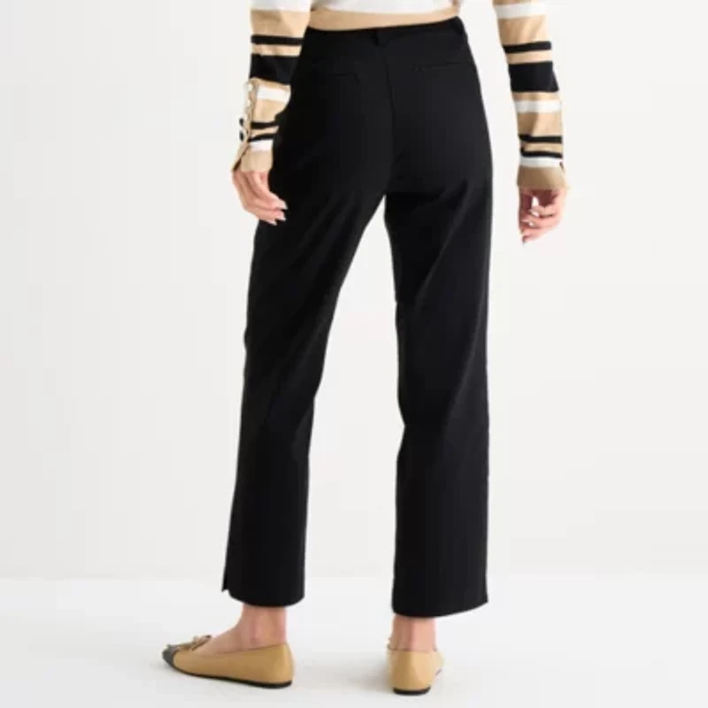 Liz Claiborne Emma Womens Stretch Fabric Slim Mid Rise Ankle Pant