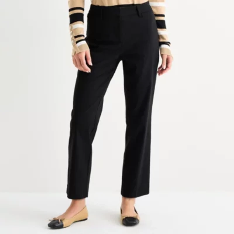 Liz Claiborne Emma Womens Stretch Fabric Slim Mid Rise Ankle Pant