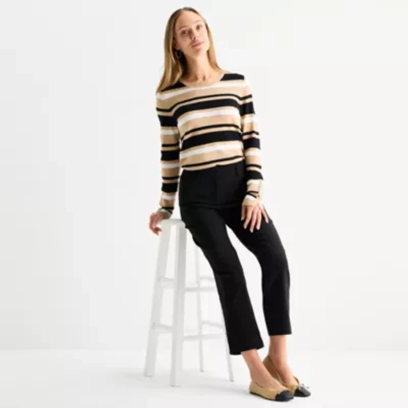 Liz Claiborne Emma Womens Stretch Fabric Slim Mid Rise Ankle Pant