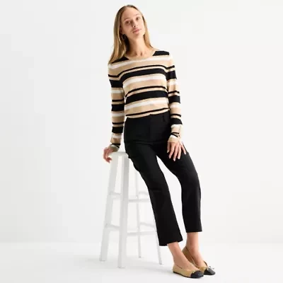 Liz Claiborne Emma Womens Stretch Fabric Slim Mid Rise Ankle Pant