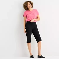 Liz Claiborne Alyssa Cropped Womens Straight Mid Rise Pull-On Pant
