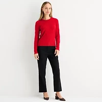 Liz Claiborne Womens Round Neck Long Sleeve Pullover Sweater